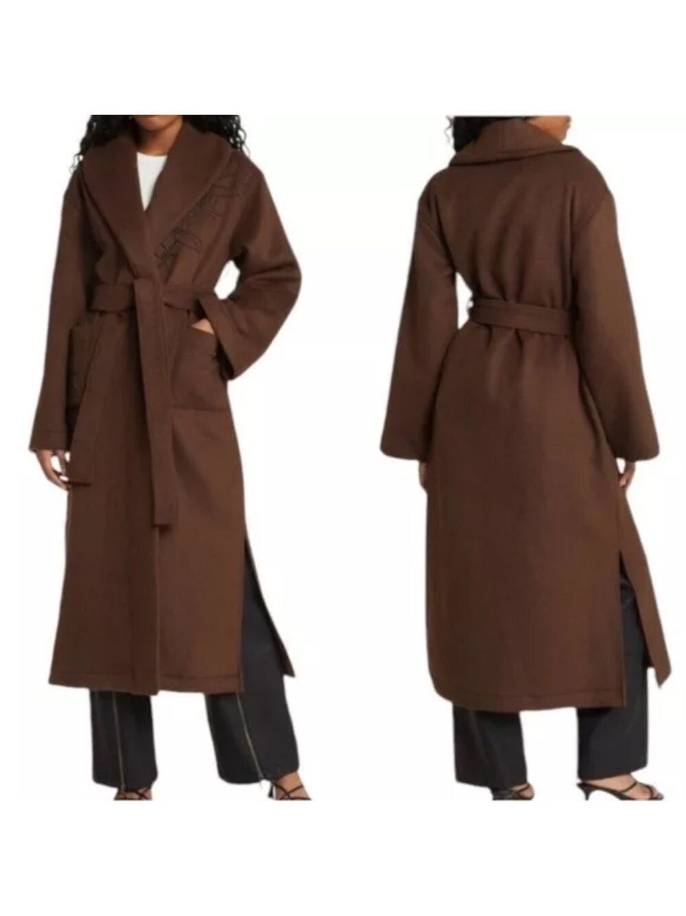 Brown Long Belted Women's Coat
